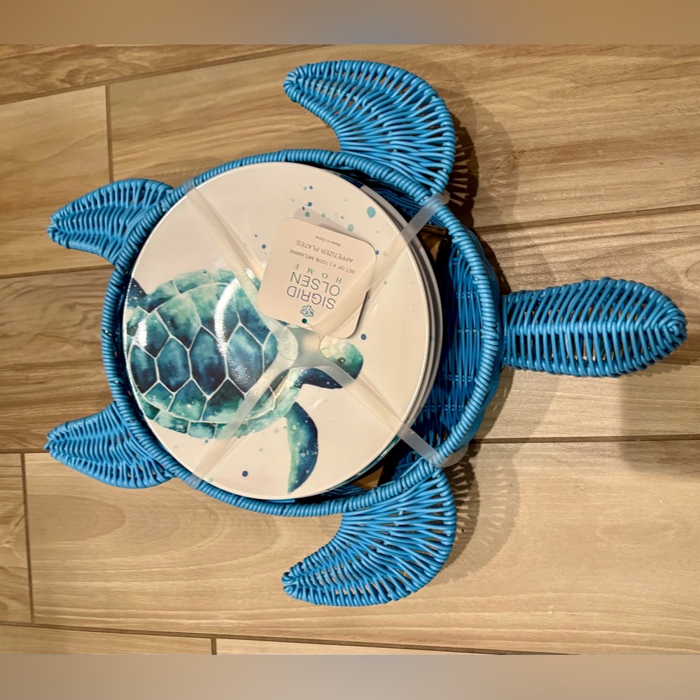 NWT Sigrid Olsen Blue Turtle Plate Set of 4 plates